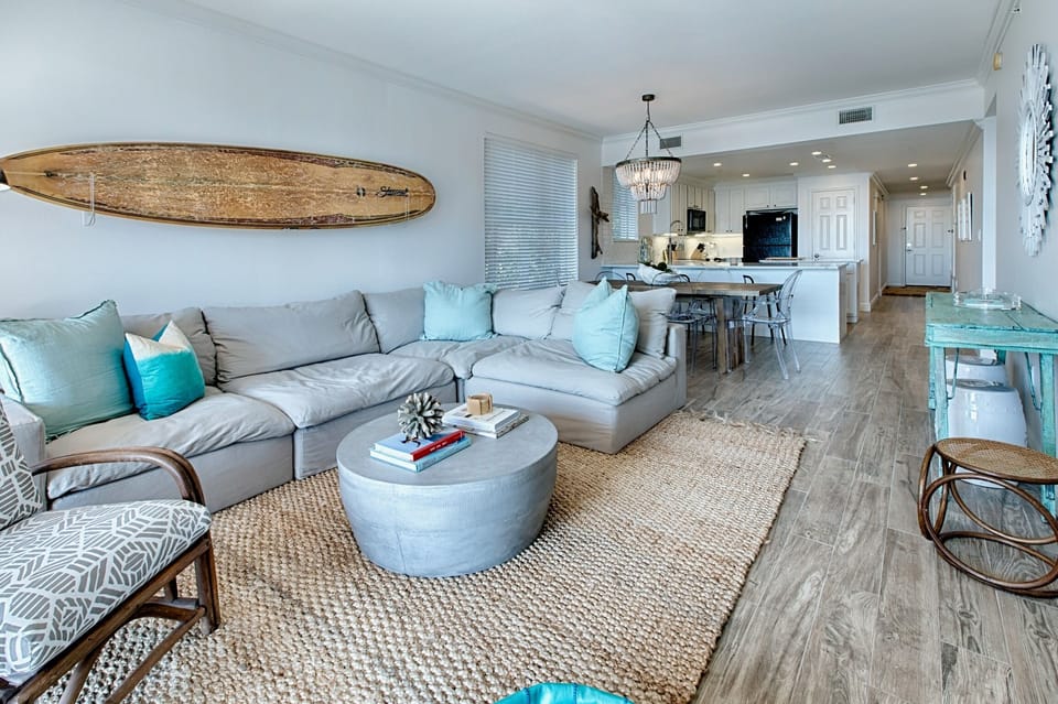 Comfortable sectional couch...large enough for the entire family!