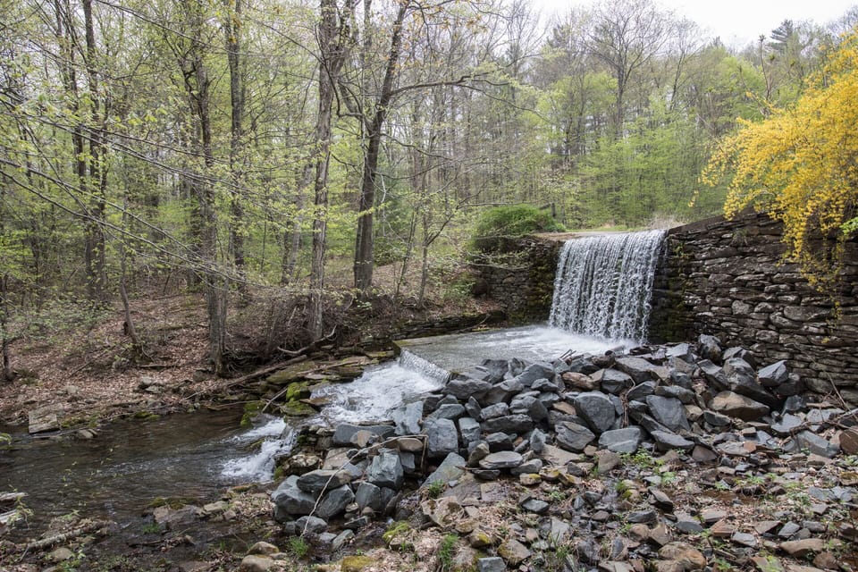 The waterfall below the local pond.