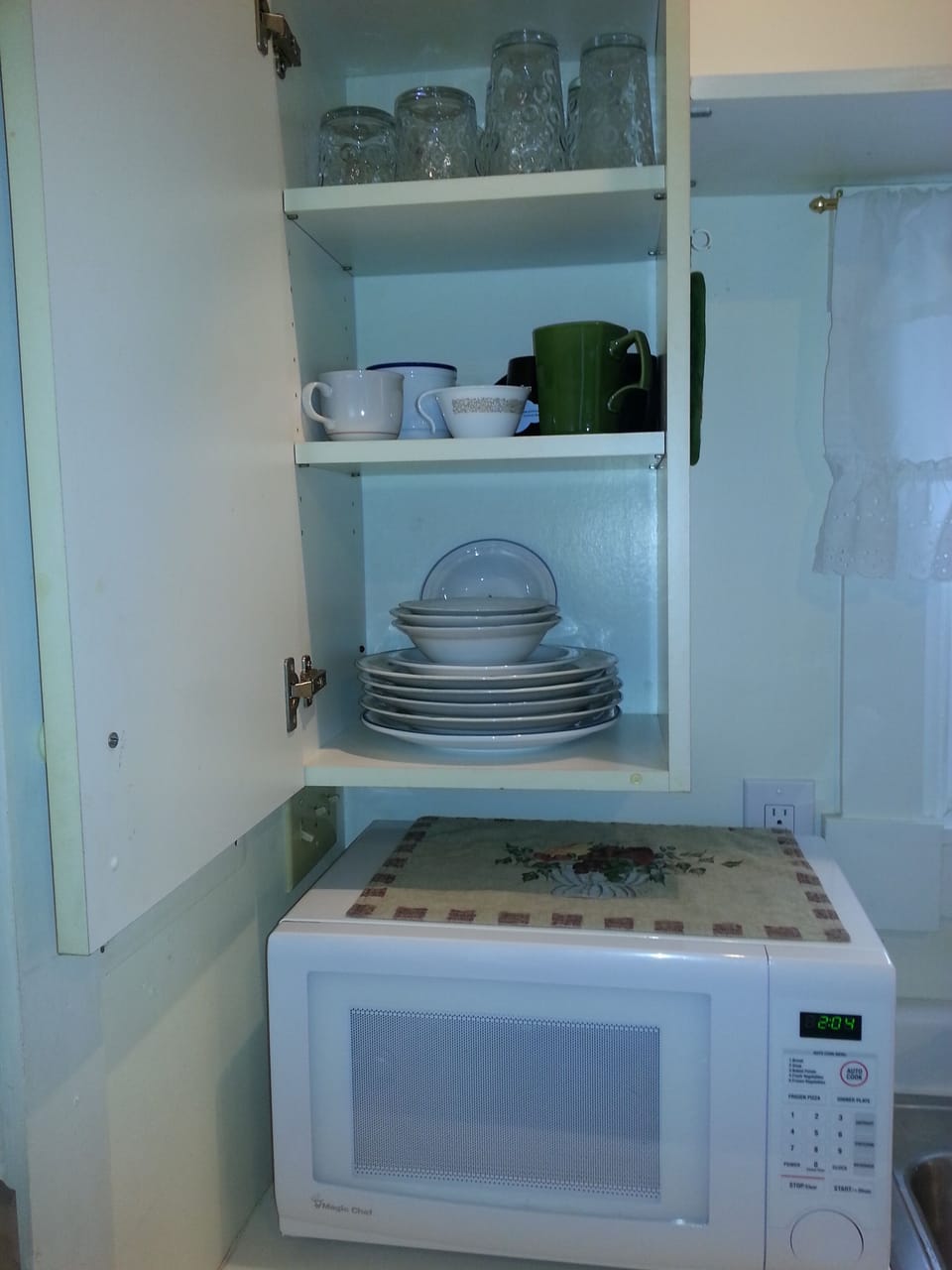 New microwave and glassware