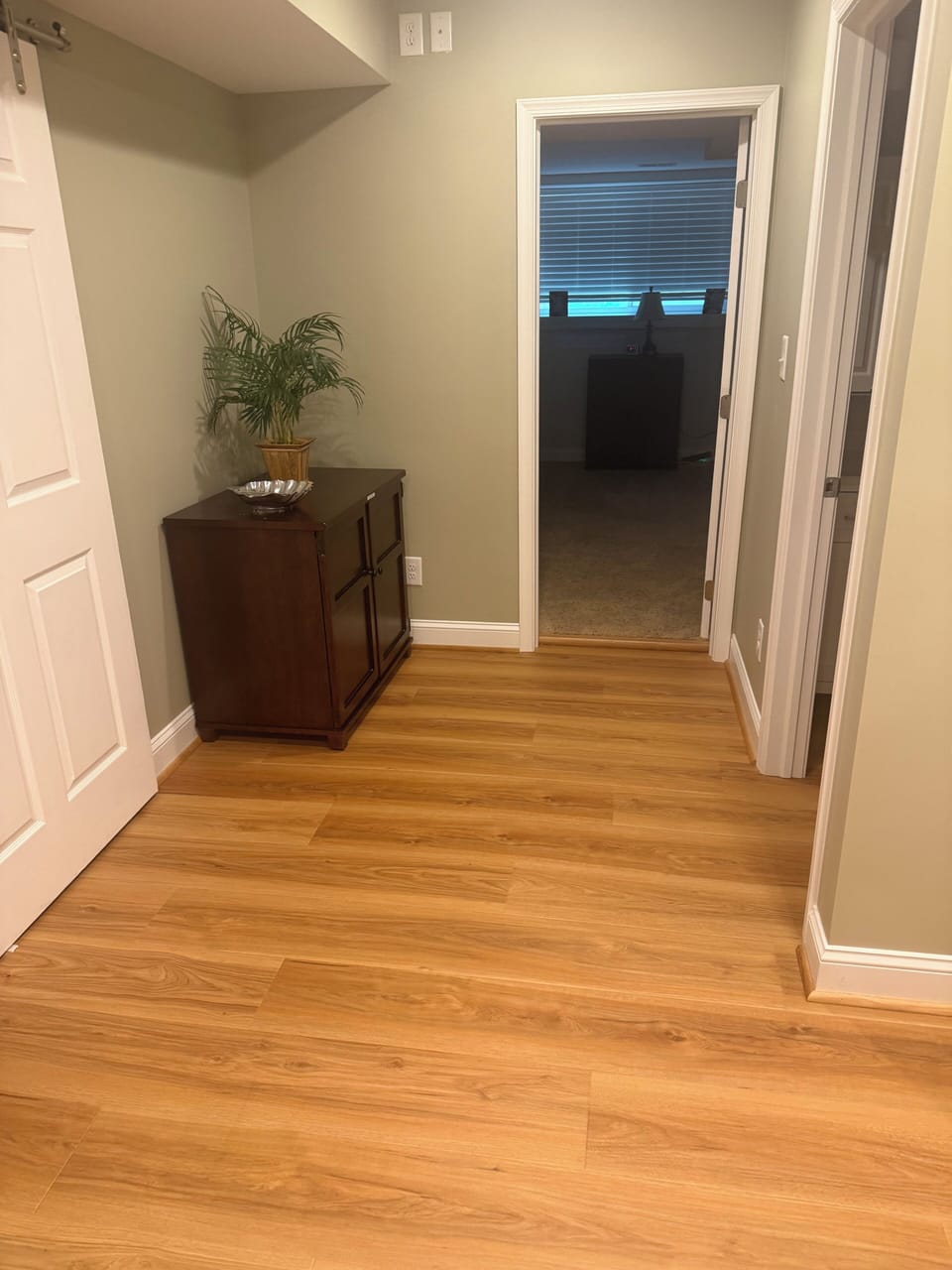 Lower level game cabinet, bath to right, king bedroom forward