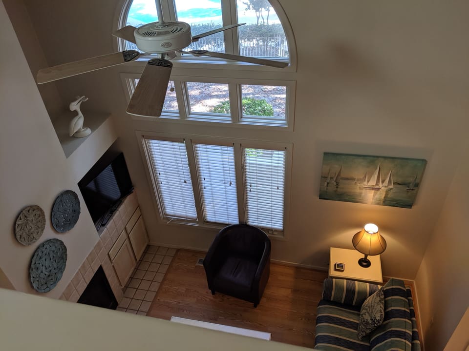 (Old furniture) View from upstairs Hall down to Great room