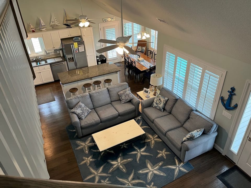 Family room and kitchen and dining area have an open concept design