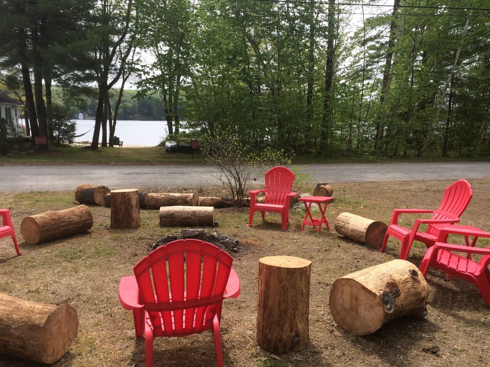 Wood Fire-pit next to our house for roasting marshmallows looking at the lake. 