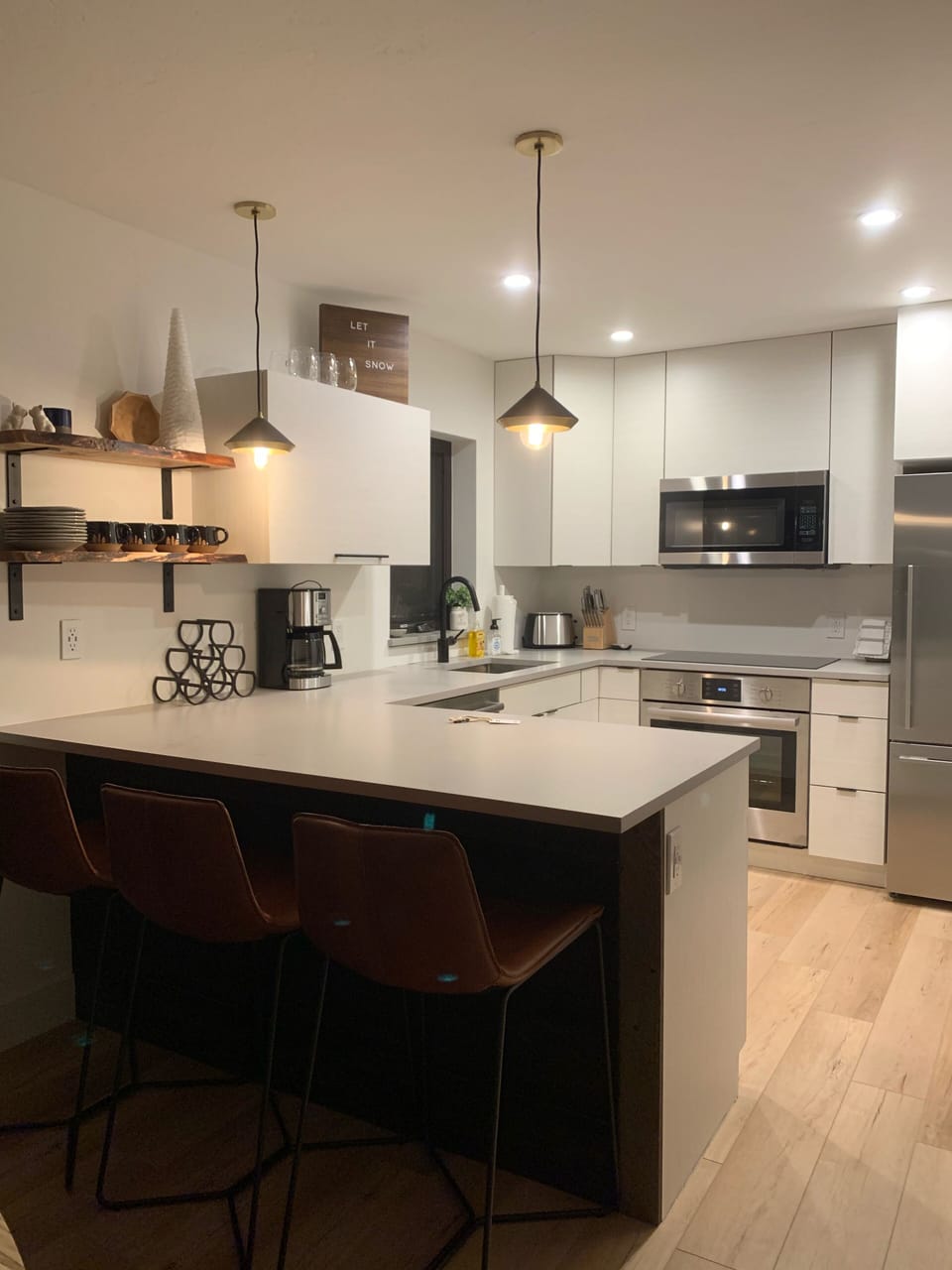 Kitchen with induction cooktop
