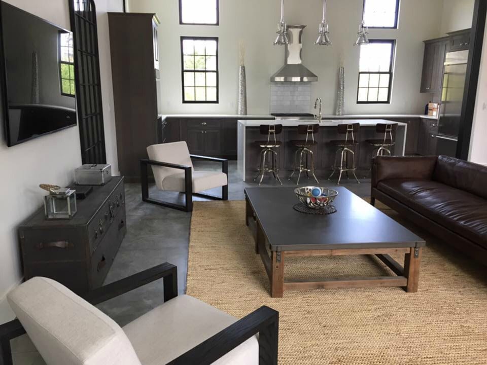 The loft living room and kitchen.