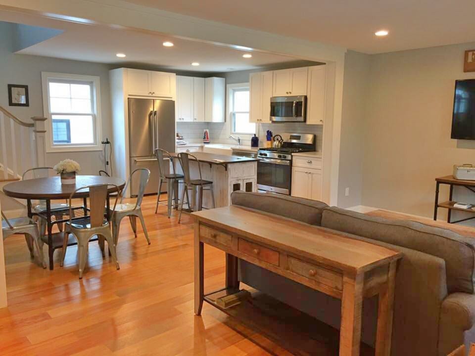 First floor living room and kitchen of the farmhouse