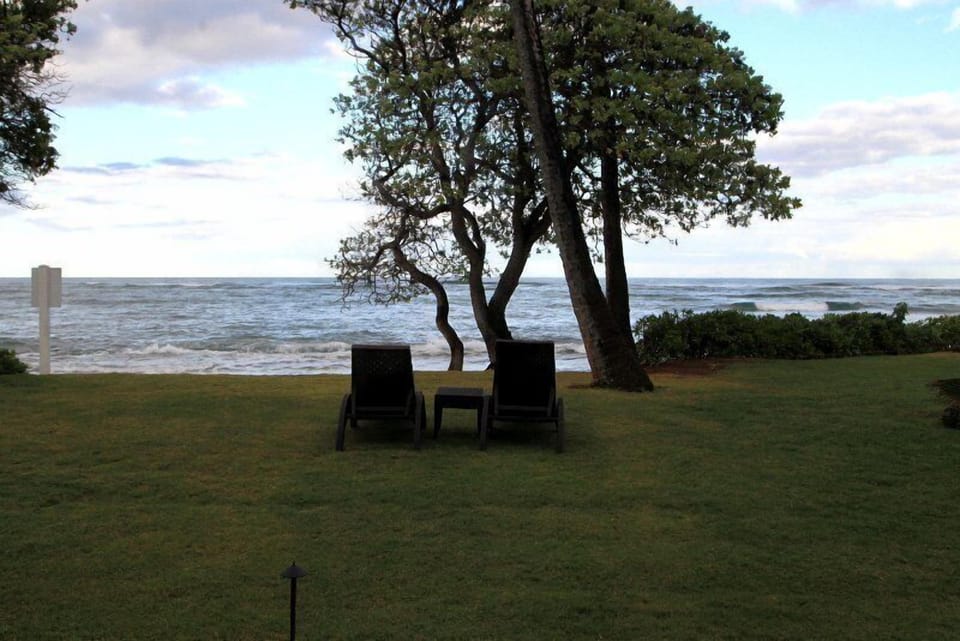 Looking at ocean next to unit