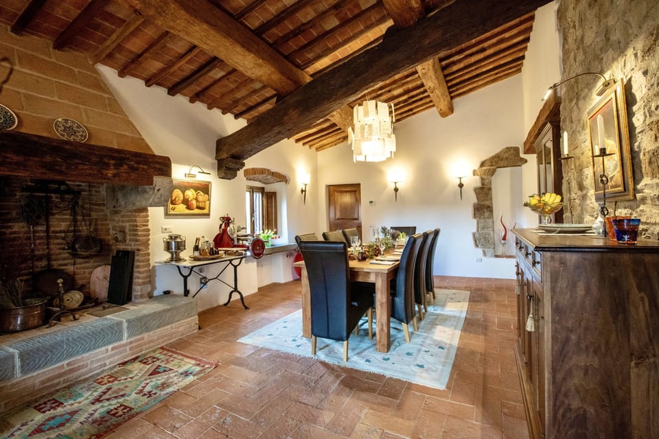 Formal dining room with antique fire place for family feasts and chef dinners