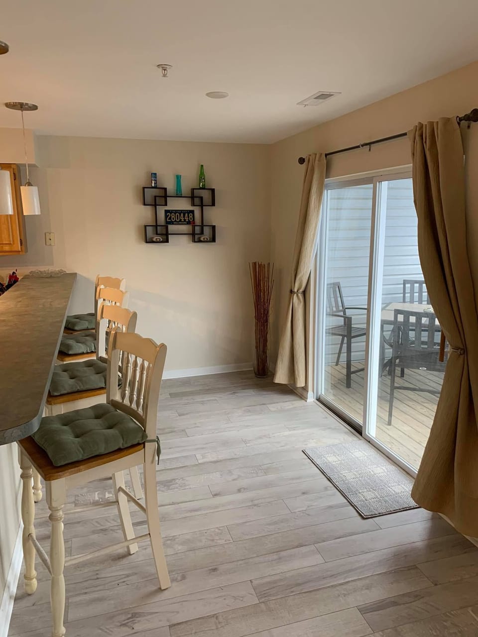 Breakfast Bar with brand new flooring