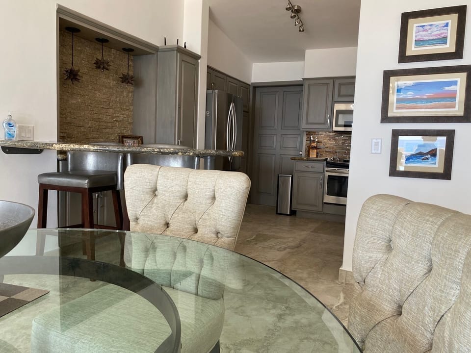 Living area joins to the bar and kitchen area.  2500 square feet 3 bedroom/bath.