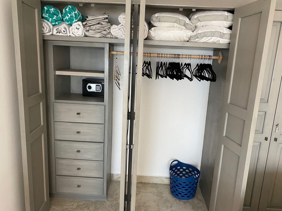 Ample closet space and a safe for your valuables.