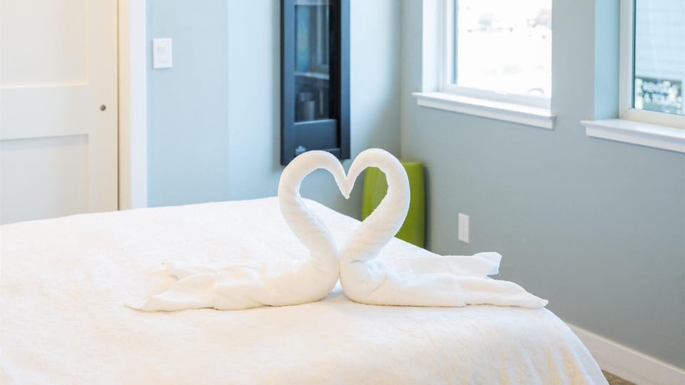 Escape to the bedroom, turn on the fireplace and relax