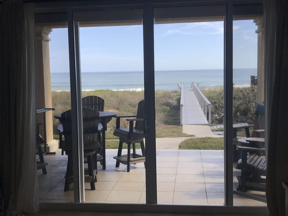 The beach view from inside the condo