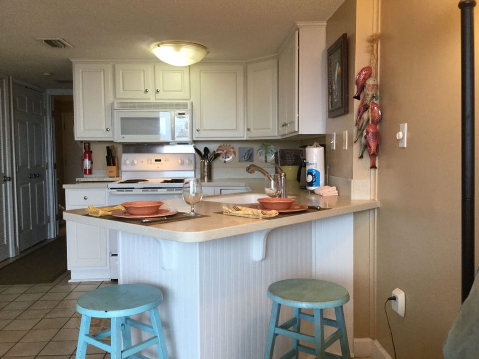 This kitchen is such fun to cook in.  The view is incredible!  