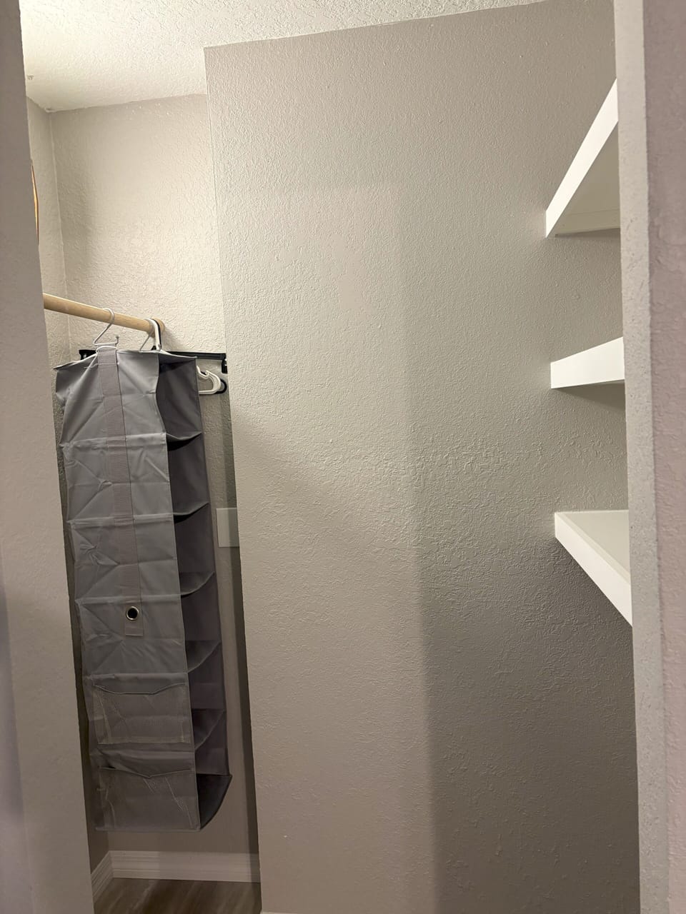 Bedroom 3 En-Suite: king bed, desk, closet shelving, walk in shower, dbl vanity