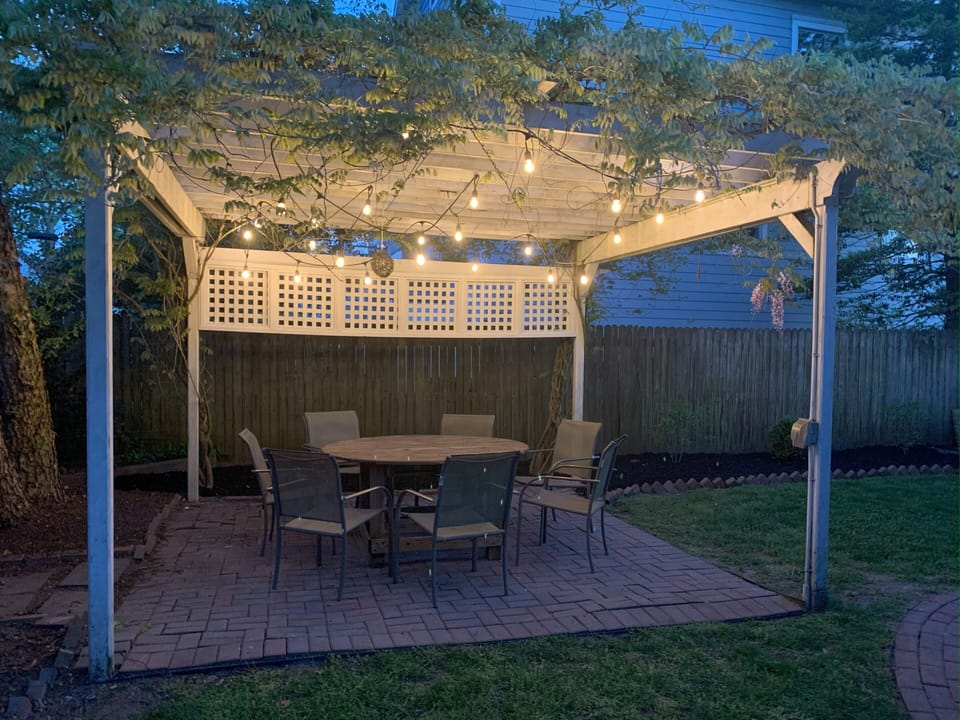 Pergola lit up at night!