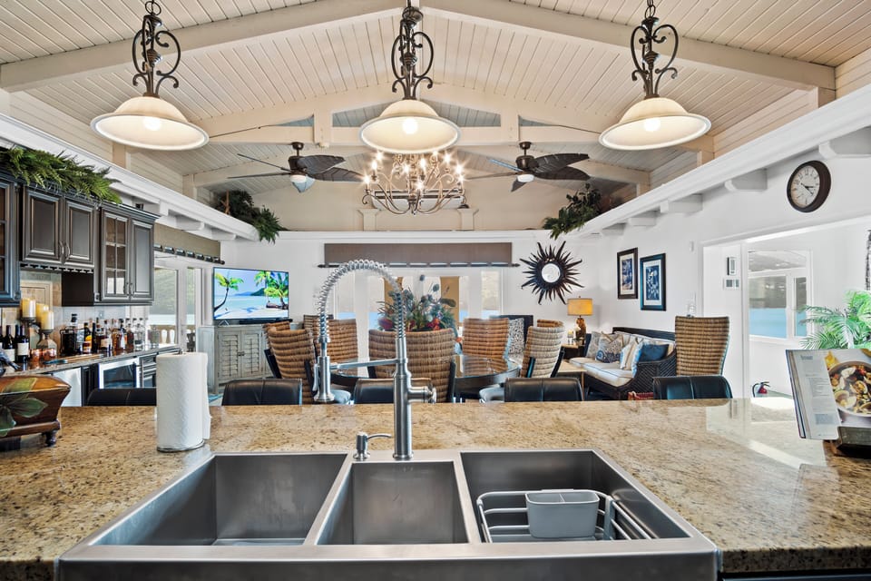 View from the beautiful Haven's luxury stainless steel kitchen sink