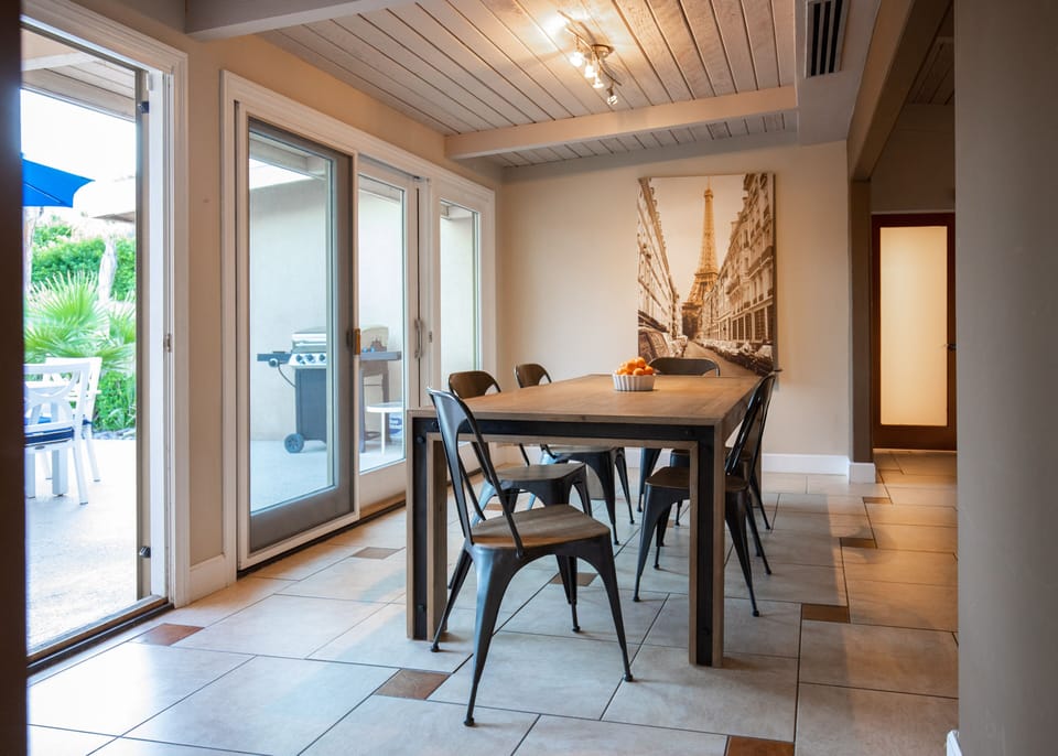 Dining room for 6 opens up to the patio