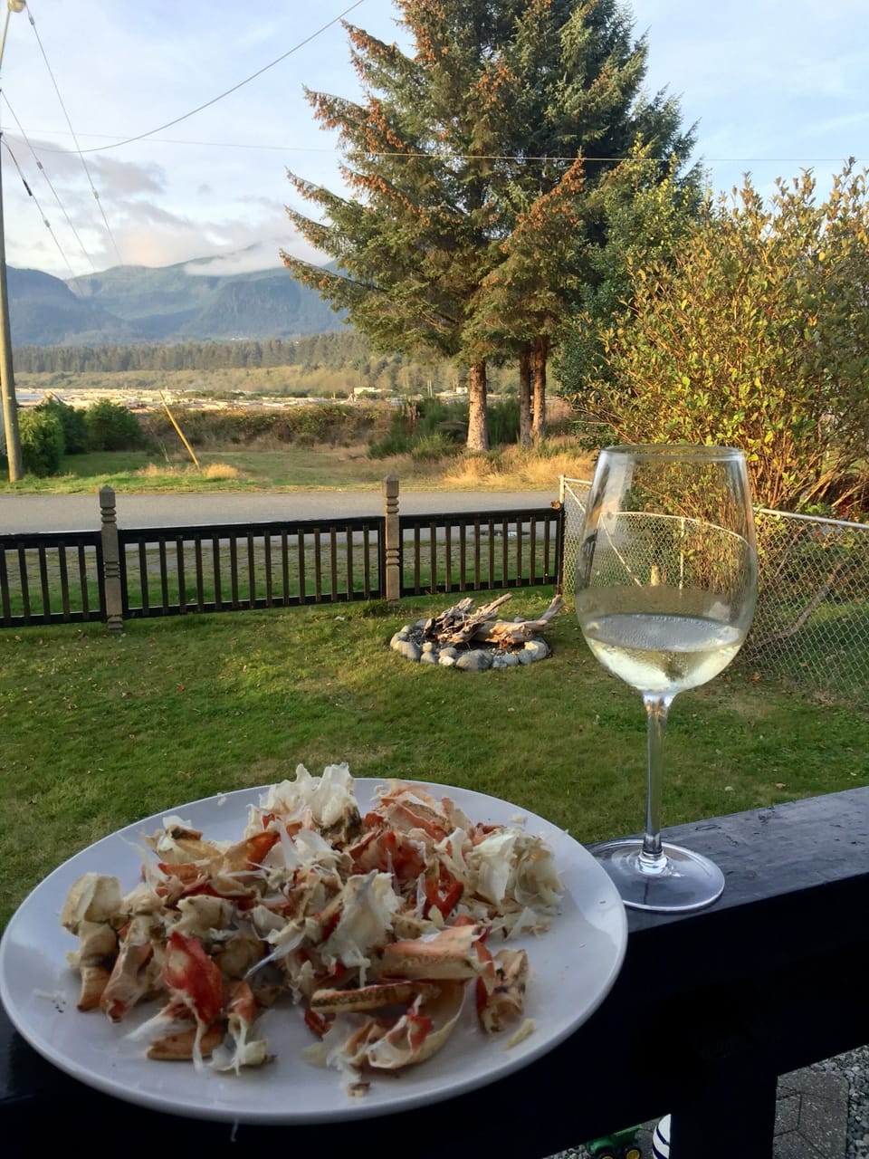 Enjoying fresh catch and view from the front porch