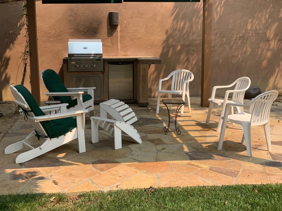 Backyard Built in gas Grill and Fridg