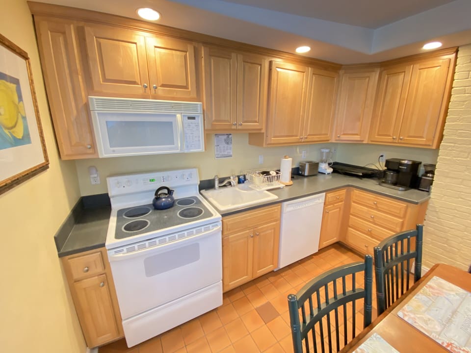 We have an oven/stove top, microwave, dishwasher.