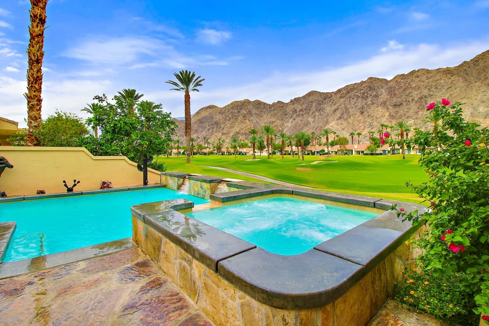 Pool and Spa right on the golf course.  Spa comfortably seats 8 adults.