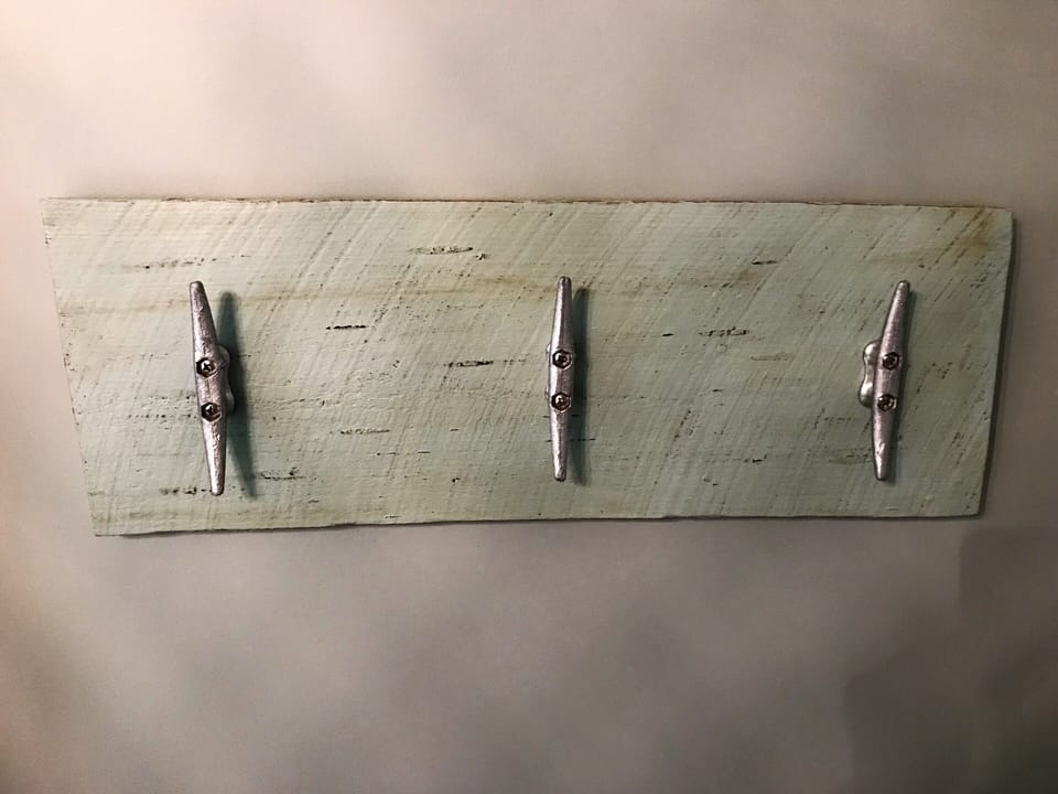 Barnwood towel hangers handmade with boat cleats.
