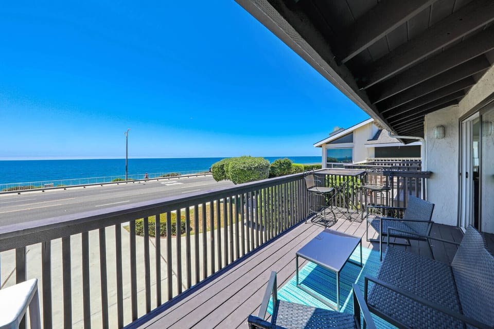Front balcony with ocean views — perfect for morning coffee or sunset drinks.