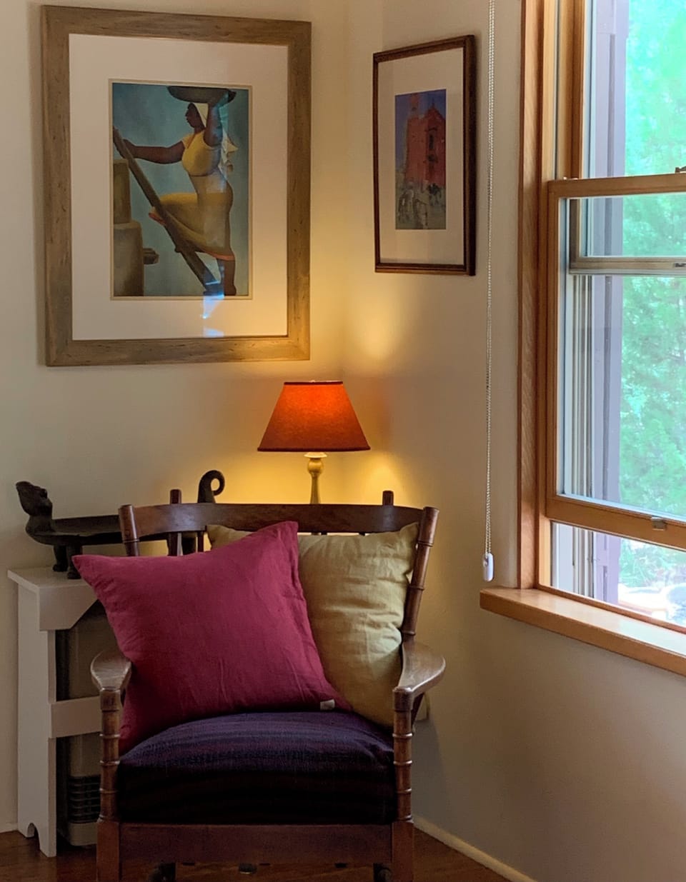 Reading corner in bedroom.