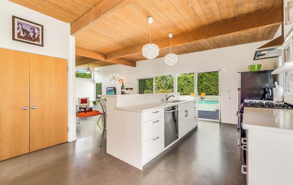 Kitchen with all stainless steel appliances 