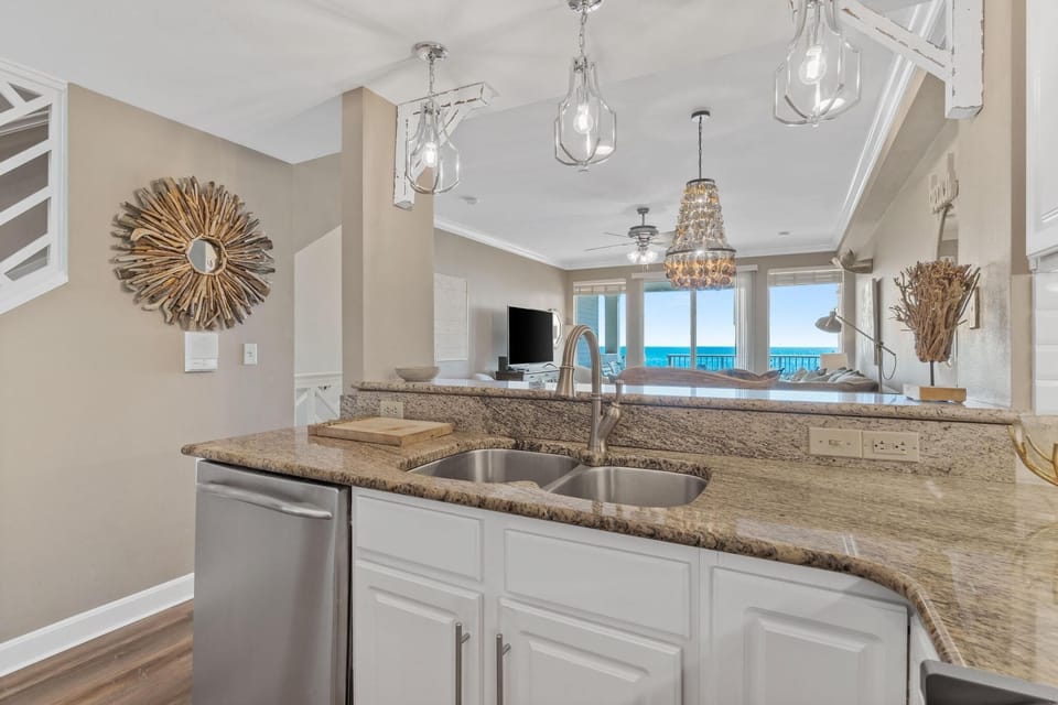 Granite countertops and beautiful amenities make the kitchen shine.