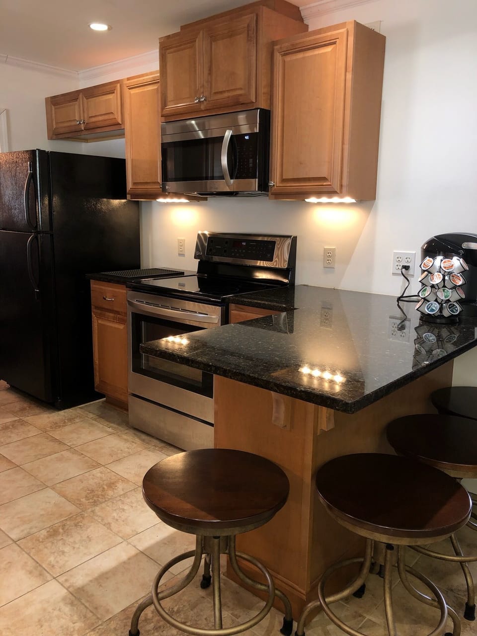 Kitchen Area with LG Stainless Steel Appliances
