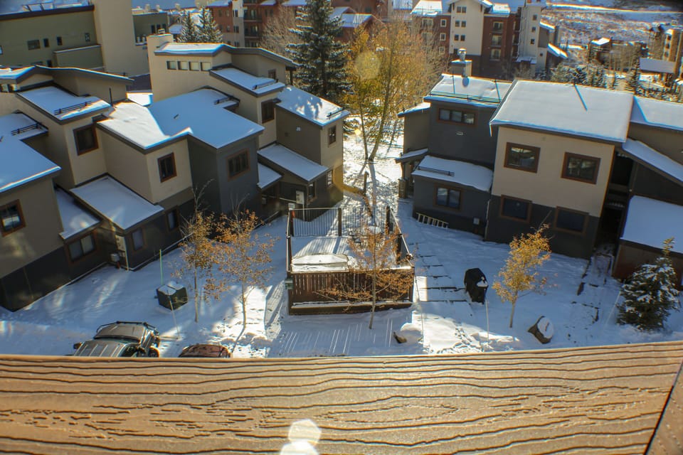 Crested Mountain North L7 Vacation Rental View of Hot Tub from B - Crested Mountain North L7 Vacation Rental View of Hot Tub from Balcony
