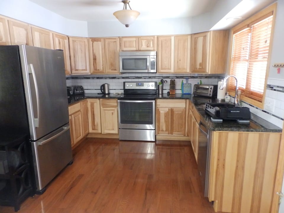 Kitchen is  well equipped to prepare big family meals, or  to grab a quick bite.