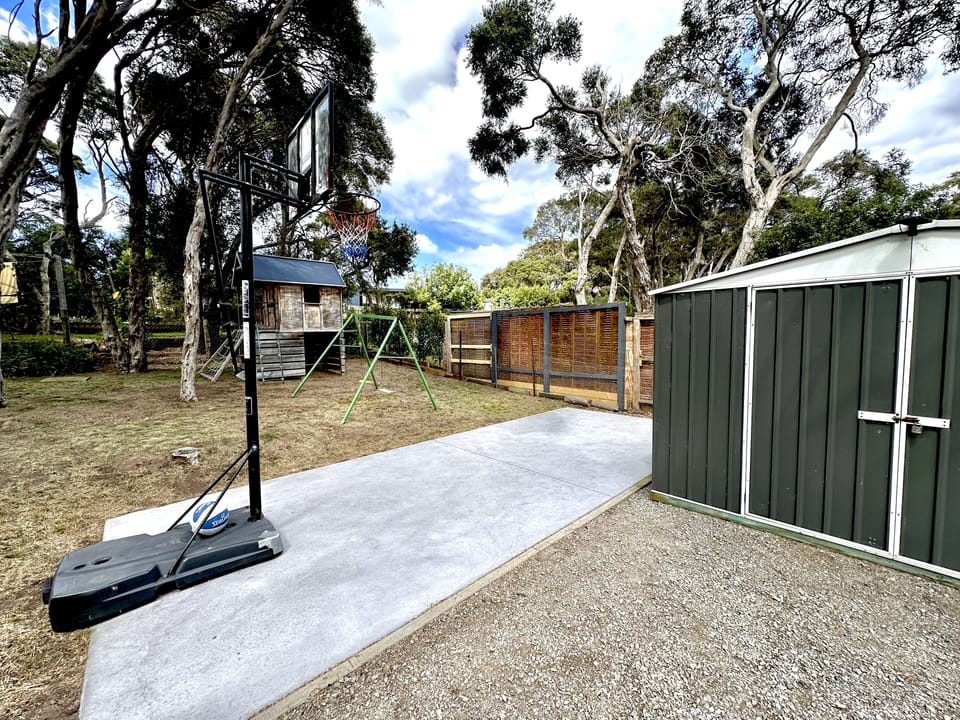 Basketball, swings and cubby