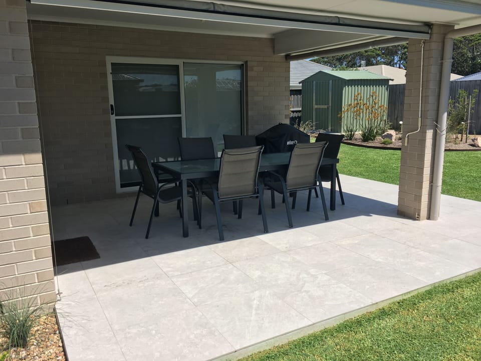 Alfresco dining area with Weber Q
