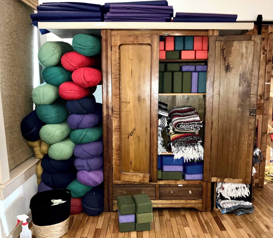 Yoga props and mats provided