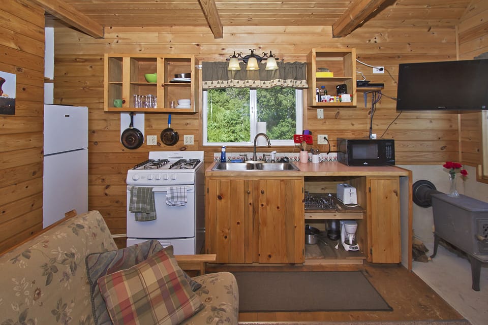Fully stocked kitchen.