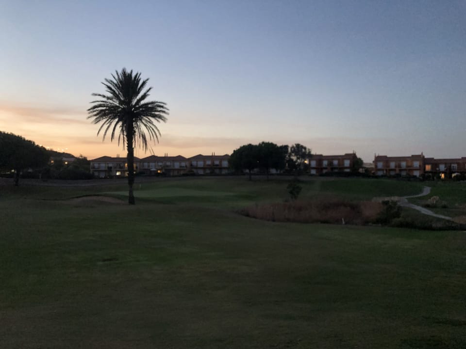 View back to the property at sunset from the golf course