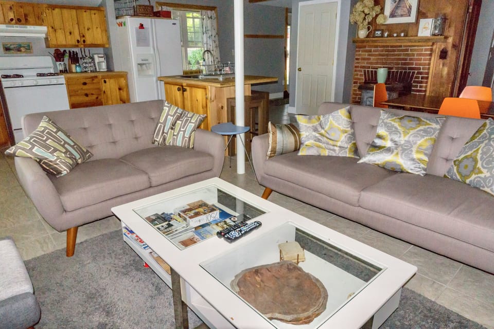 Living room love seat and coffee table