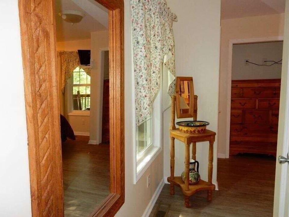 This hall from the master bedroom leads to the bathroom.
