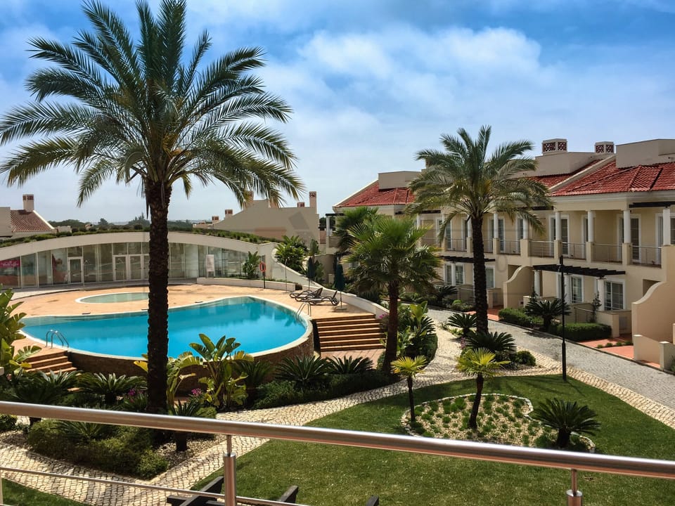 View from master bedroom, over gardens and pool area