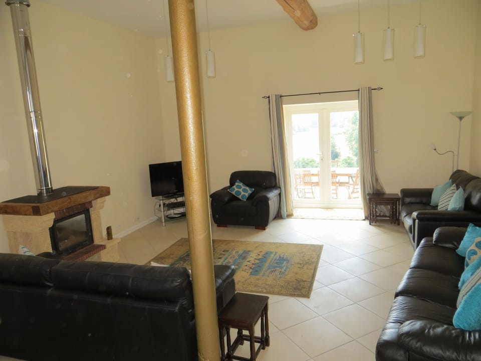 Lounge with wood burning stove