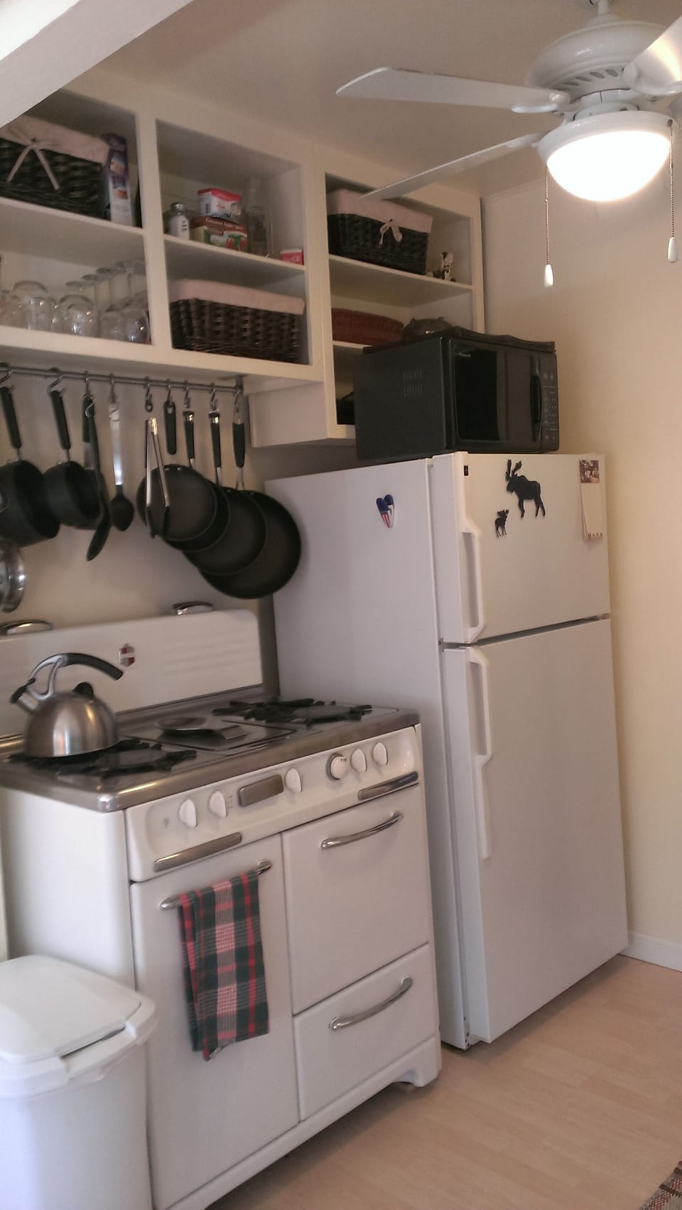 Restored Vintage Gas Stove and microwave.