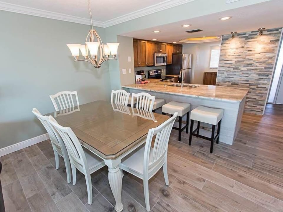 Dining area and kitchen.
