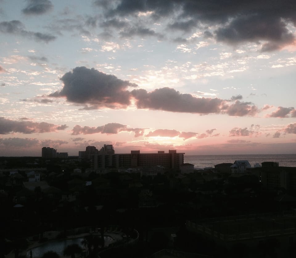 Dusk from the balcony at Edgewater 900.