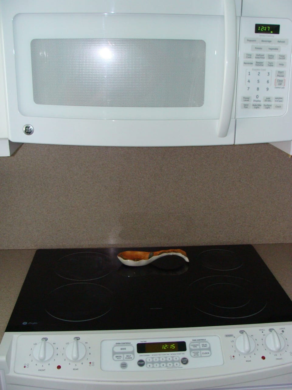 Microwave and stove