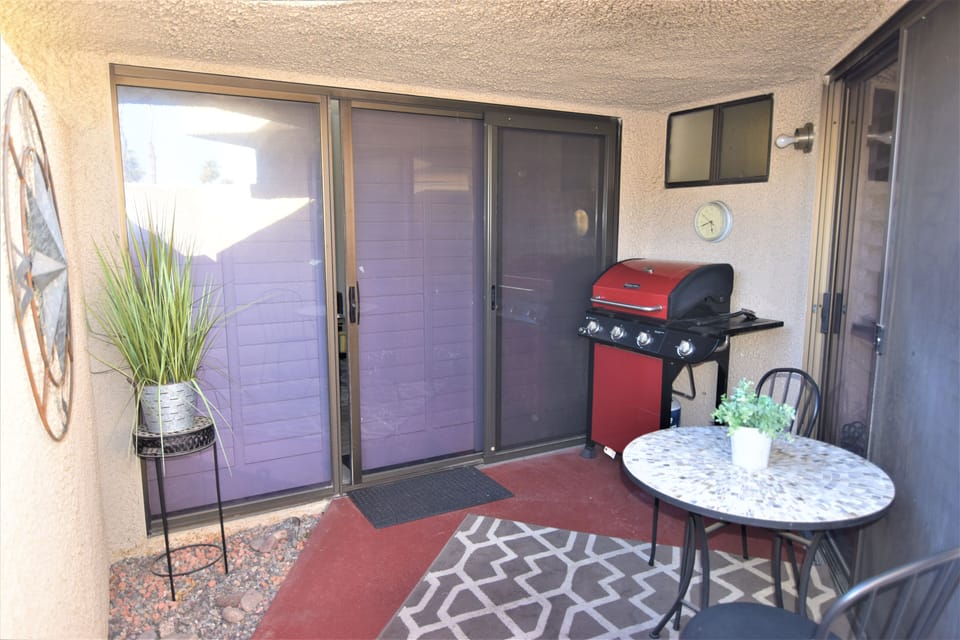 Cozy private patio with barbeque