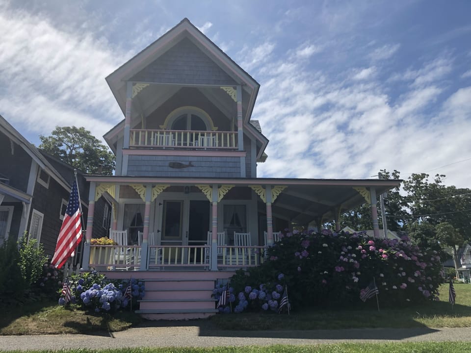 Historic cottage facing Oak Bluffs Harbor.