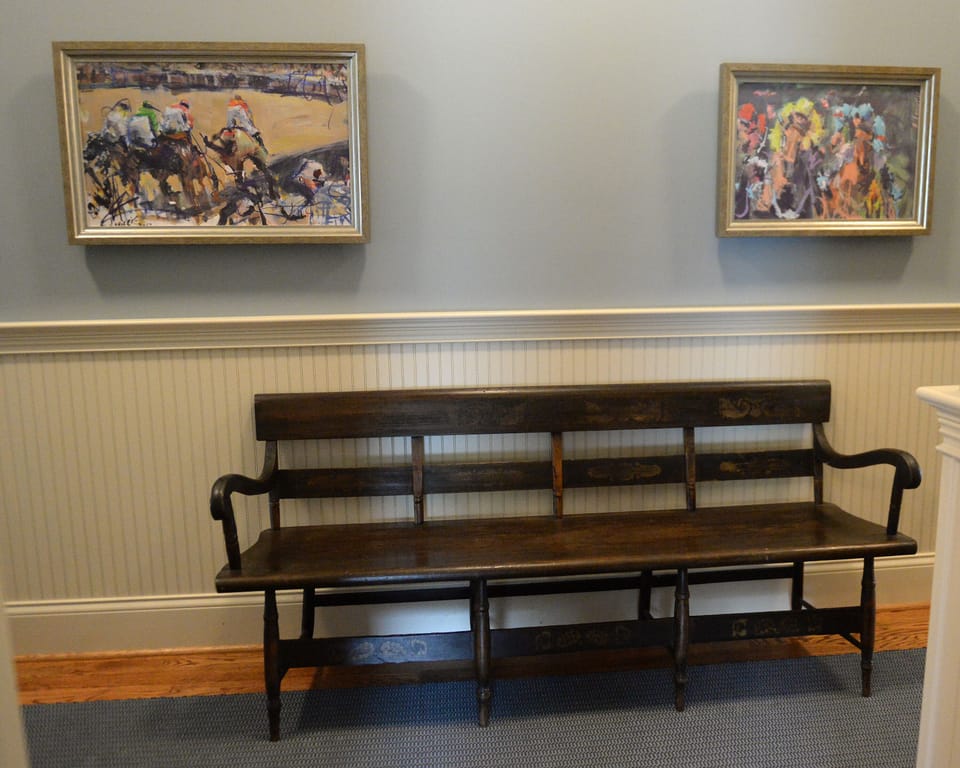 Trestle bench in hall.